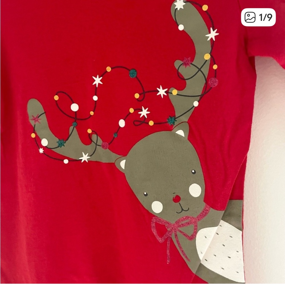 Reindeer Unisex Christmas Bodysuit, Christmas Lights, Glitter Bow